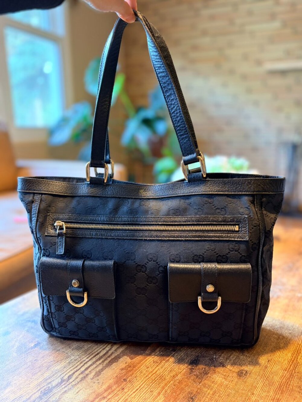 Authentic Gucci Black Monogram Abby Tote